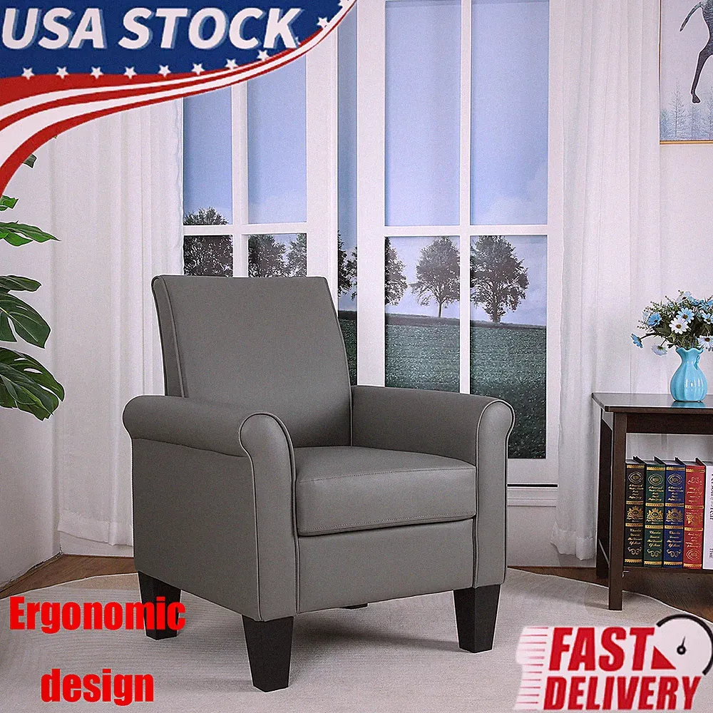 2PCS Cozy Faux Leather Accent Chairs Modern Contemporary Armchair for Livingroom