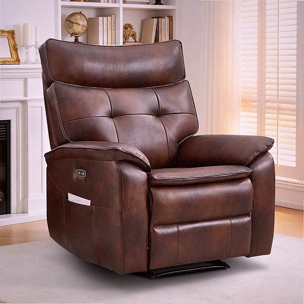 Canmov Power Recliner Chair, Genuine Leather Electric Recliner Chair for Adults