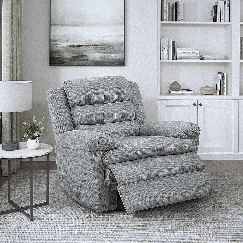 Cozy Gray Swivel Glider Recliner Chair for Nursery, Living Room, or Office