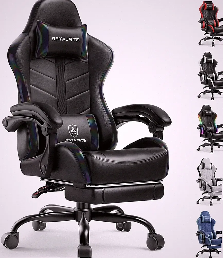 Gaming Chair with Footrest, Computer Gaming Chair for Adults and Kids, Height Ad
