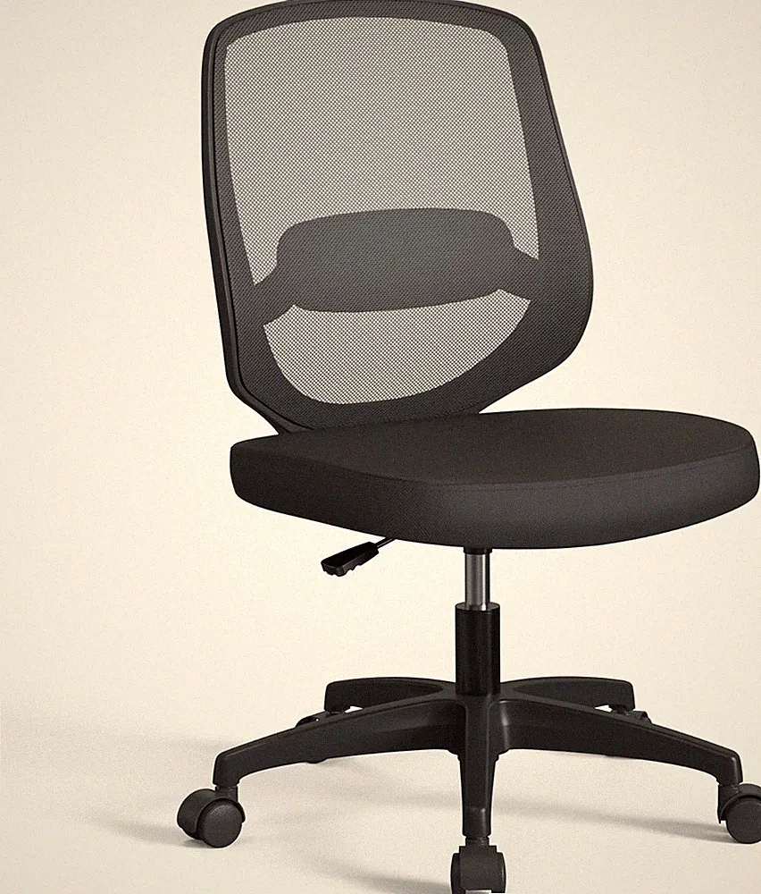 Height Adjustable Armless Mesh Office Chair with Lumbar Support for Small Spaces