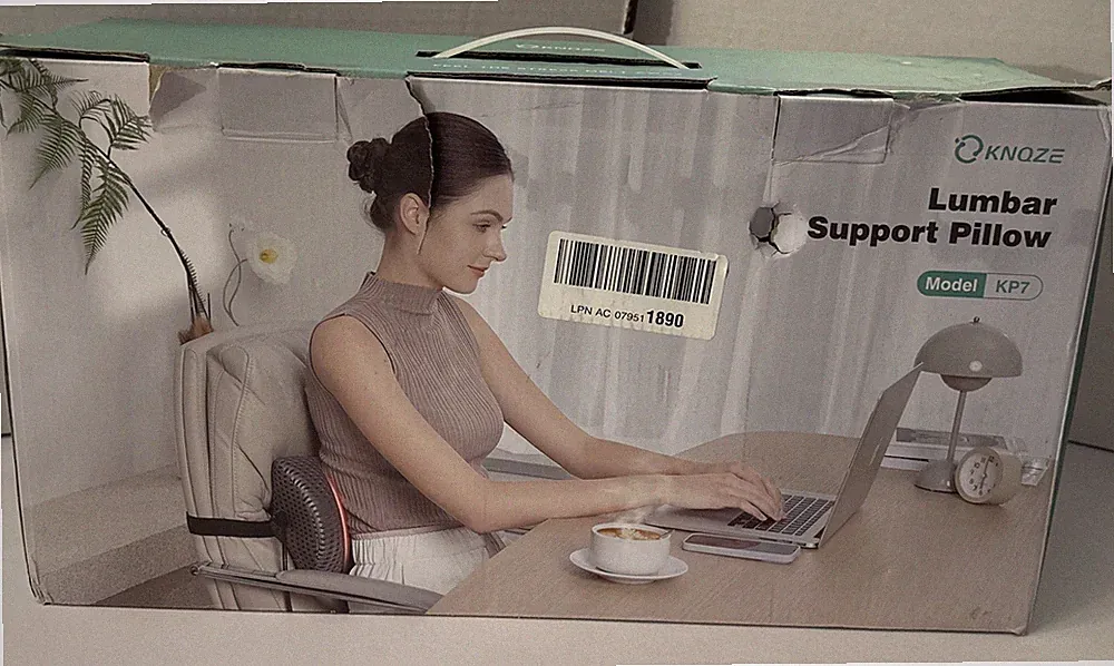 KNQZE Heated Lumbar Support Pillow for Office Chair, Car, Bed, Recliner Ex. Cond