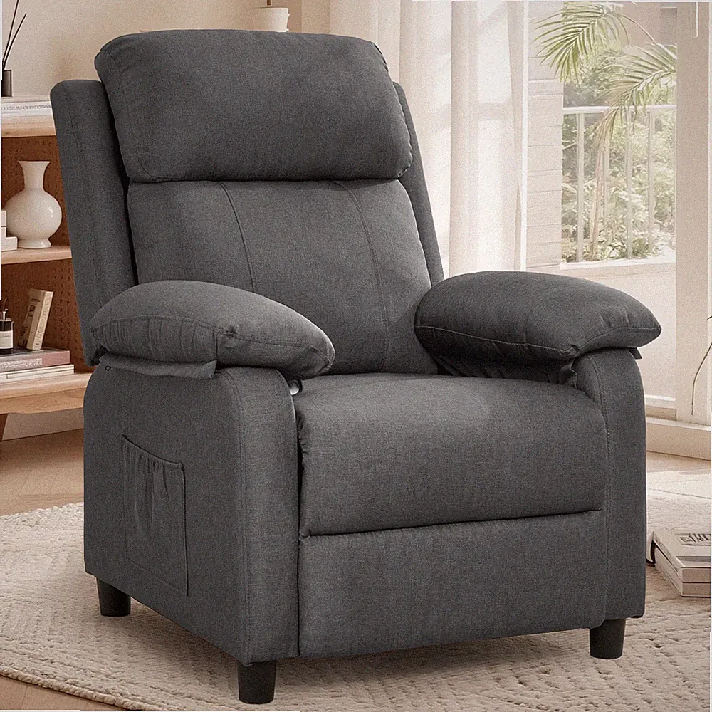 Korser Small Manual Push Back Recliner Chair with Side Pockets for Living Room