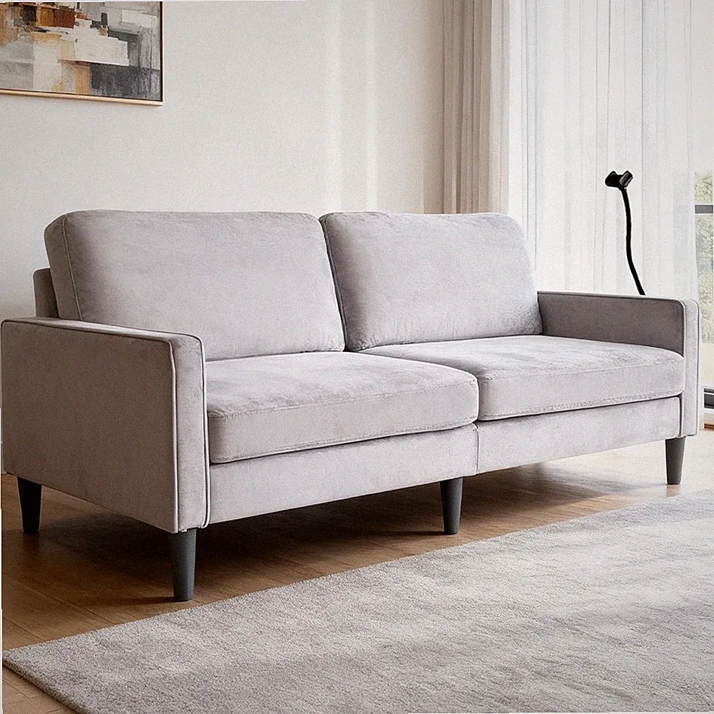 Modern Loveseat Sofa for Living Room,Chenille Recliner, Removable Cover, Sprin