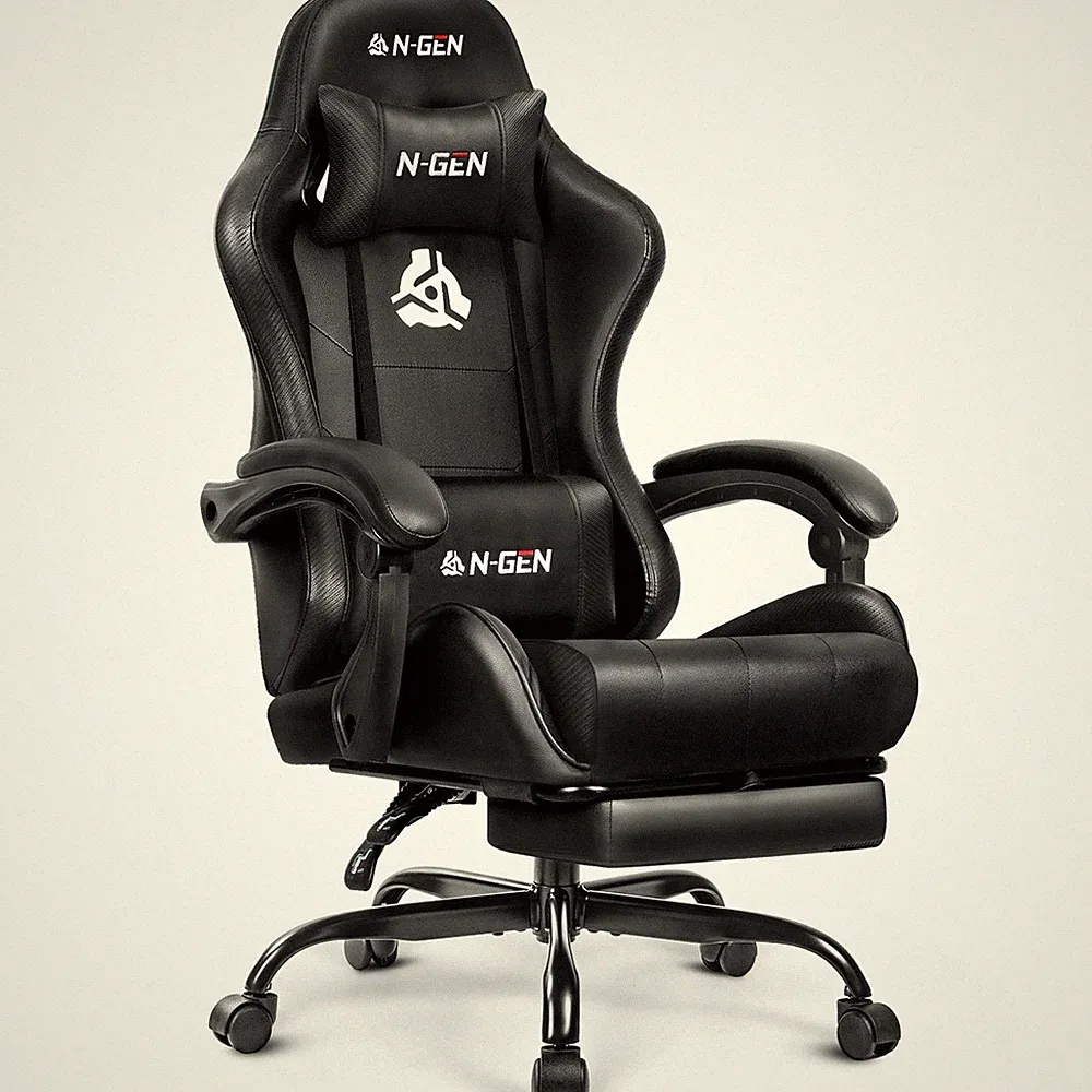 NGEN GAMING Video Gaming Chair with Footrest Lumbar Support for Home Office H...