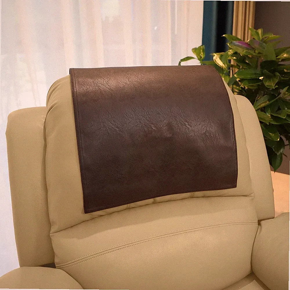 Non Slip Headrest Cover for Furniture Slipcovers,Faux Leather Chocolate