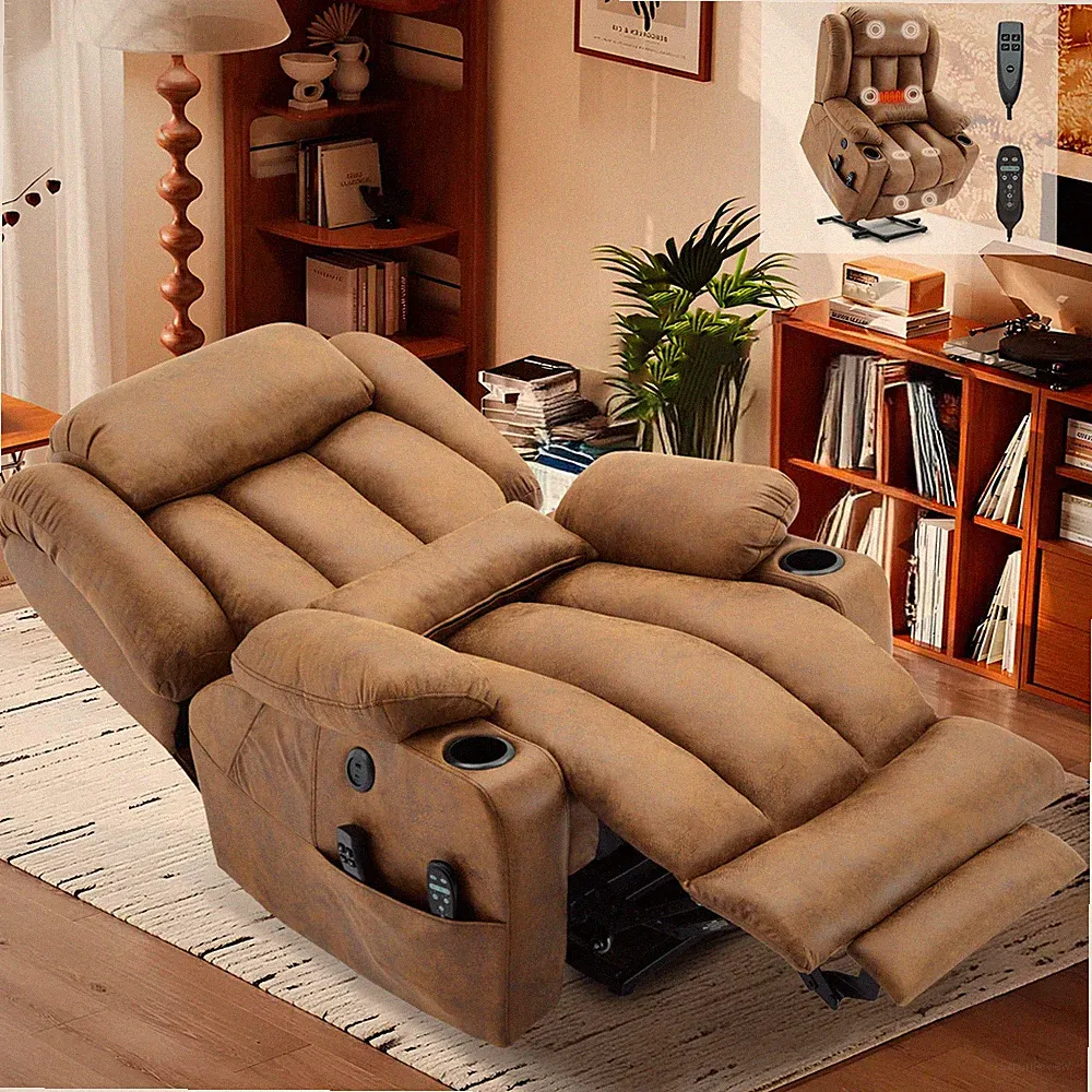 Oversized Dual Motor Power Lift Recliner Chair w/ Extended Footrest for Big Tall