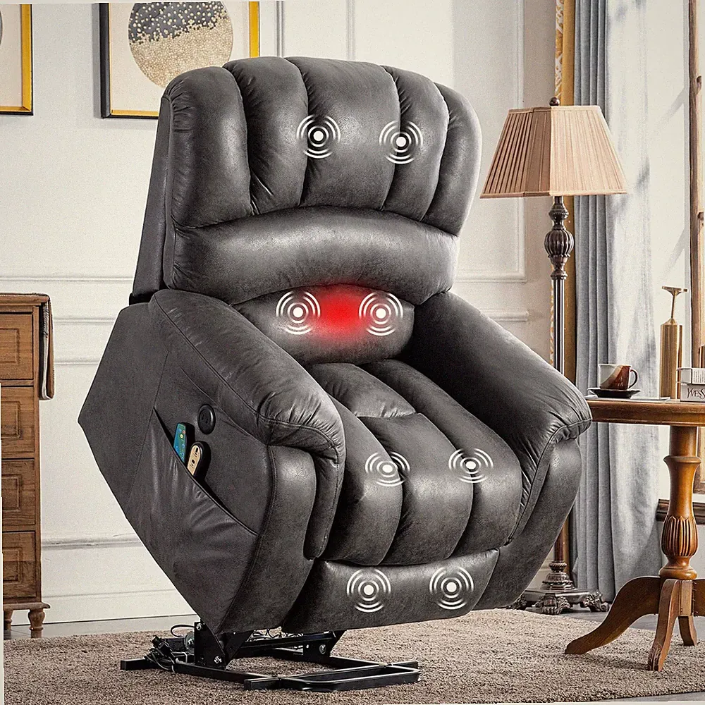Oversized Electric Power Lift Recliner Chair Wide Recliners for Big Tall Gray