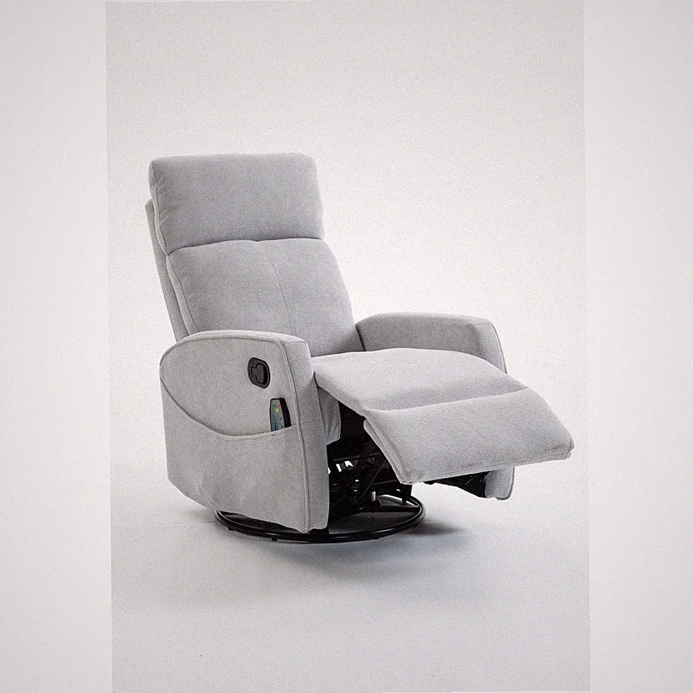 Velvet Manual Recliner Chair with 360° Swivel, Gray, for Living Room & Office